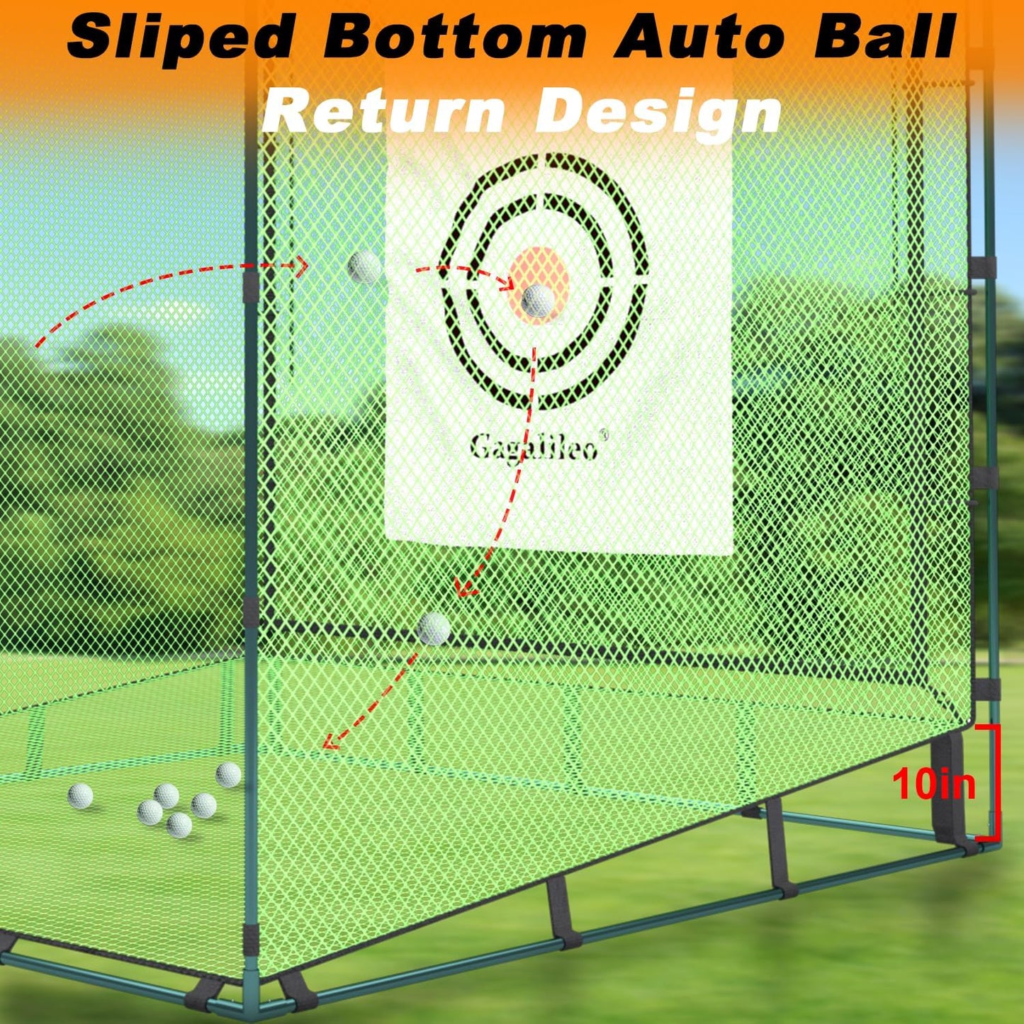 Golf Cage Net with Steel Frame and Target: 10X10X10FT Heavy Duty Practice Net for Backyard Driving & Indoor Driving Range Outdoor Training