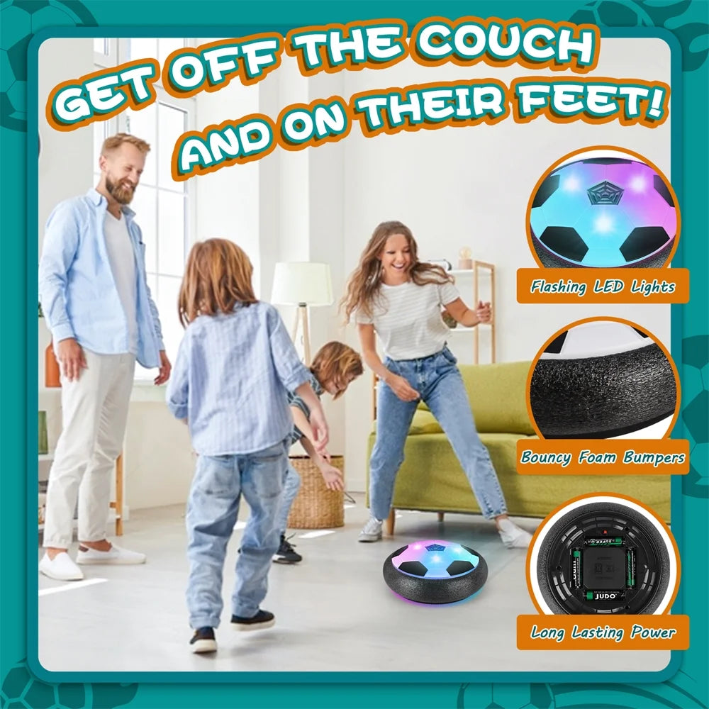 2Pack Hover Soccer Ball Boys Gifts Indoor Outdoor Soccer Ball Games Bumper Balls for Kids with LED Lights and Soft Foam Bumpers
